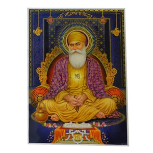 Picture Guruk Nanak 100 x 70cm Sikhism Art Print Poster Poster Gold Glossy - Picture 1 of 1