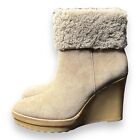 Ralph Lauren Steph Size 7.5 Suede Shearling Cuff Wedge Boot