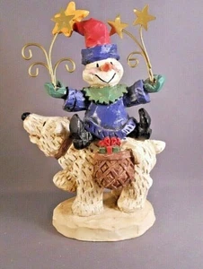 Snowman Clown Riding Polar Bear Christmas Gifts Plaster Metal Stars JC Pennys - Picture 1 of 4