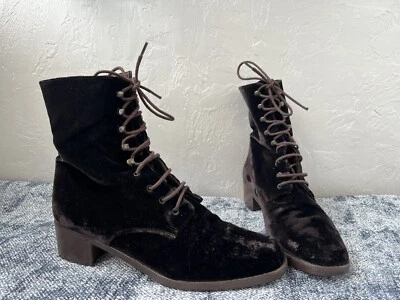 JIL SANDER Botines Mujer Cordones Terciopelo Browne Talla 38 De Colección Raro 6.5 Foto 1 de 4