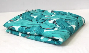 Indian Screen Printed Cotton Fabric Sanganeri Leaf Print Dressmaking Fabric YD - Picture 1 of 10