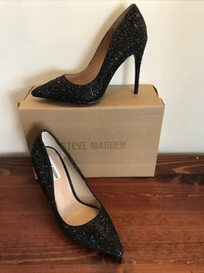 Steve Madden Daisie R Classic Pumps BLACK Crystal Rhinestone -SIZE 10M - Picture 1 of 9