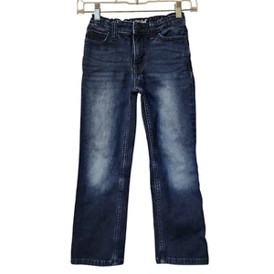 Cat & Jack Boys Straight Leg Jeans Size 7 Dark Blue Stretch Adjustable Waistband - Picture 1 of 8