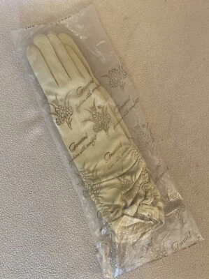Guantes de noche de ópera GOSSARD de colección blanco roto hasta el codo reunidos acanalados talla L Foto 1 de 4