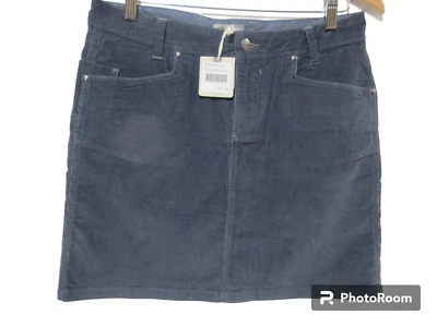 尺寸 8 全新带标签 75 美元 Hornytoad 弹力灯芯绒蓝色钢迷你铅笔裙口袋新品 — 第 1/4 张图片