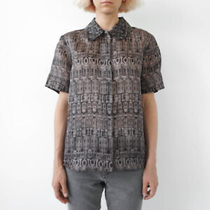 HOF115: & Other Stories Hemd seide muster / Organza silk shirt pattern 34 UK 8