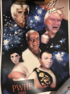 WRESTLING HEEL LEGENDS NATURE BOY RIC FLAIR BOBBY THE BRAIN HEENAN SIGNED POSTER - Picture 1 of 4