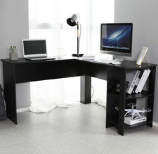Black L-shaped Computer Desk NEW Corner PC Table Workstation Office Desks Tables