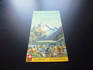 Dépliant pub Guide plan ski montagne Im postauto Alpenstrassen Suisse 1960 - Imagen 1 de 8