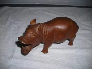 Wood Carved Open-Mouth Hippo - Picture 1 of 1