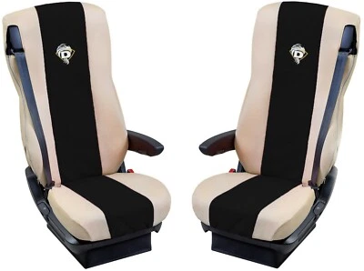 LKW DAF XF 105 XF 106 Passform LKW Sitzbezüge Kunstleder Stoff Beige Schwarz - Bild 1 von 4