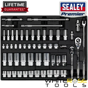 Sealey Premier Tool Tray with Socket Set 55pc 3/8" & 1/2"Sq Drive - Picture 1 of 2