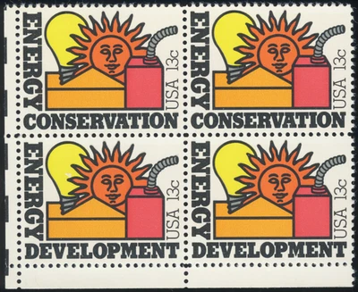 1977 Energy Conservation/Development Stamp Block of 4 13¢ (Scott # 1723-24) MNH - Image 1 of 2