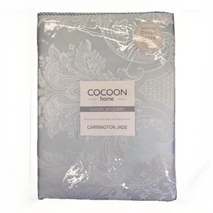 Carrington Jade Blue Double Duvet SET Woven French Floral - Picture 1 of 6