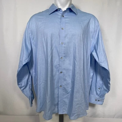 Calvin Klein Regular Fit Performance Non-Iron Blue Dress Shirt Mens 18 1/2 34/35 - Image 1 of 4