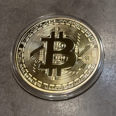 Bitcoin Münze mit 24 Karat Gold Platte - Bild 1 von 4
