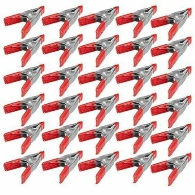 30x 2 inch Mini Metal Spring Clamps w/ Red Rubber Tips Tool LOT of 30 Pcs Pack - Image 1 of 3