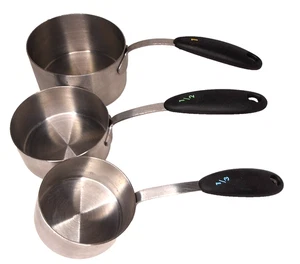 OXO Good Grips 3 Pc Measuring Cups, Heavy Duty, Stainless Steel Silicone, Black - Picture 1 of 7