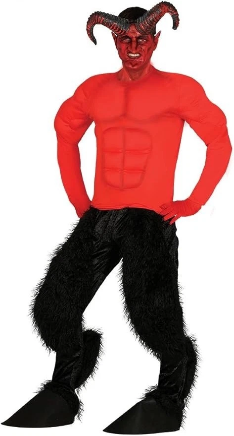 Devil Costume Halloween Mens Red Muscle Chest Lucifer Legend Adult Large - Image 1 of 1
