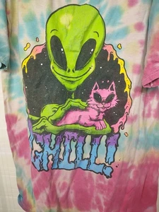 Camisa Isaac Morris Alien Cat Talla S Tie Dye Espiral Multicolor Frío Juvenil Unisex - Imagen 1 de 11
