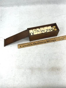 antique period dominoes 27 fitted box Civil War Era hand made original 1800 - Picture 1 of 10
