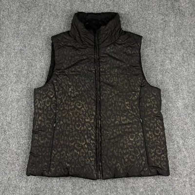 Ralph Lauren Chaleco Mujer Mediano Negro Reversible Estampado Leopardo Exterior Chaqueta Foto 1 de 4