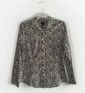 Talbots Blouse 12P Animal Print Leopard Preppy Career Shirt Office Wear No Iron - Picture 1 of 14