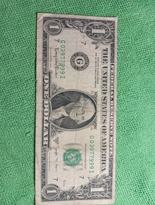 1963 B Joseph Barr Note Fancy Serial Number G03977999I - Picture 1 of 4