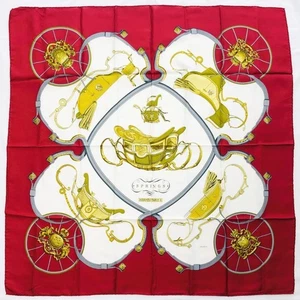 Hermes Carre 90 Federn Seide 100 rot gebraucht ohne Karton - Bild 1 von 10