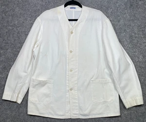 Vintage 40s 50s White Duck Brand Chore Jacket Workwear Work 42 Ivory Sanforized - Picture 1 of 19