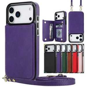 Shockproof Credit Card Slot Wallet Leather Case Cover For Apple iPhone 17 Series - Picture 1 of 67