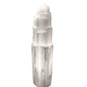 16" Selenite Tower Lamp Extra Large White Natural Crystal Light LED Cord XL C... - Picture 1 of 6