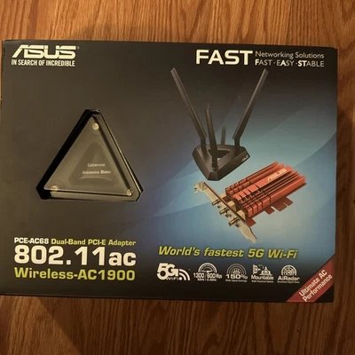 ASUS PCE-AC68 Dual-Band 3x3 AC1900 Wi-Fi PCIe Adapter - Image 1 of 4