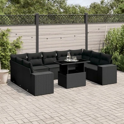 Vidaxl Gartenmöbel Sofa Garnitur Sitzgruppe Lounge 10-tlg. Schwarz Poly Rattan v - Bild 1 von 4