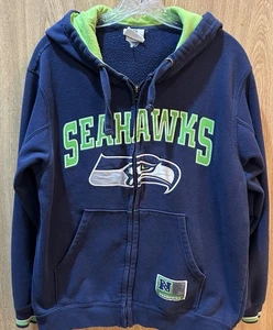 Seattle Seahawks NFL Mens Sweatshirt Hoodie Blue Full Zip Football Logo Size L - Picture 1 of 10