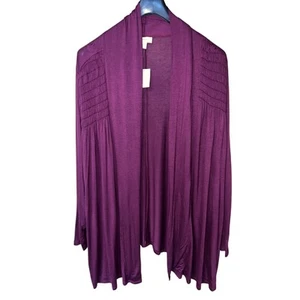Fashion Bug Cardigan Jacke Damen 2X superweicher Strick lila weinrot vorne offen neu - Bild 1 von 7