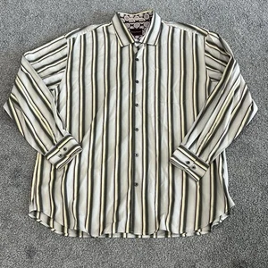 Tommy Bahama Button Up Shirt Mens 2XL Long Sleeve White Green Striped XXL - Picture 1 of 24