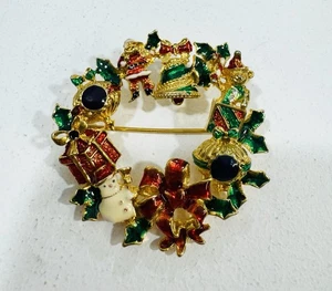 CHRISTOPHER RADKO SIGNIERTE WEIHNACHTSSCHMUCK KRANZ ANSTECKNADEL BROSCHE - Bild 1 von 6