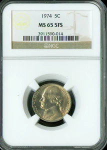 1974 JEFFERSON NICKEL NGC MS65 FS RARE . - Picture 1 of 2