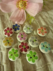 20 Holzknöpfe bunt "Blume"MIX - Bild 1 von 1
