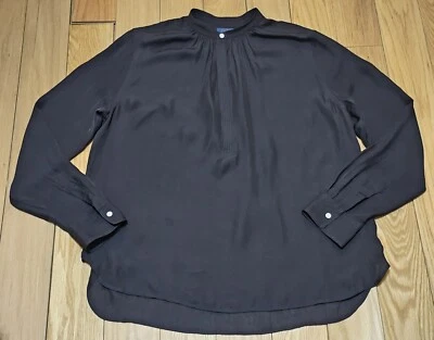 Blusa para mujer Polo Ralph Lauren negra cuello redondo mangas largas seda viscosa nueva sin etiquetas Foto 1 de 4