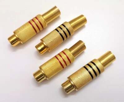 Conector RCA Hembra Para Soldar De Metal - Rojo Y Negro - Pack De 4 Unidades - Imagen 1 de 3
