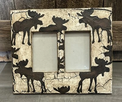 Двойная рамка для картин Big Sky Carvers деревенский лось каменная отливка 3,5 дюйма x 5 дюймов фотографии выглядят - Изображение 1 из 4