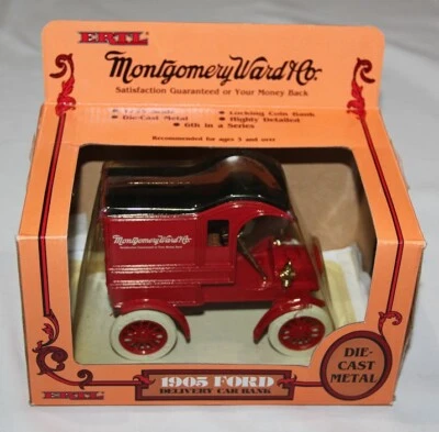 VINTAGE ERTL MONTGOMERY WARD 1905 FORD DELIVERY CAR BANK, DIE CAST METAL NIB - Image 1 of 4