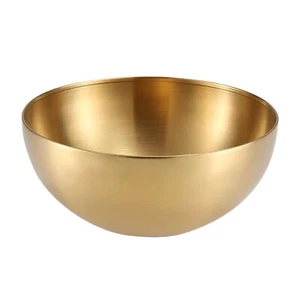 Stainless Steel Golden Round Bowl, For Salad Cold Noodles Dishes Multifunctional - Picture 1 of 11