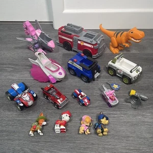 Paw Patrol Bundle Cars Figs Pups Dinosaur Skye Deluxe Car Ride N Rescue Rev Up - Picture 1 of 23