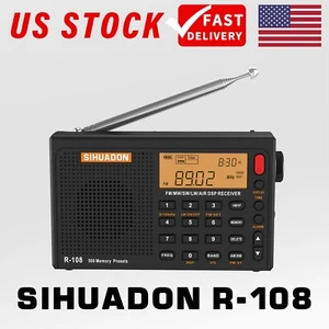SIHUADON R-108 Full Band Portable Radio FM/MW/SW/LW/AIR DSP Receiver w/ Antenna - Picture 1 of 14