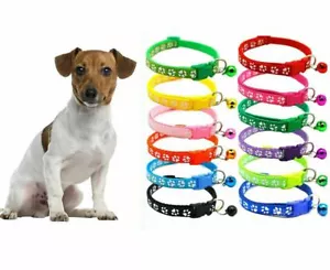 Pequeño Perro/Cachorro Estampado de Pata Totalmente Ajustable, Collar de Seguridad Fácil de Sujetar con Campana - Imagen 1 de 11