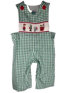 NWT! Peonies & Parasols Children’s Boutique Stitched Peanuts Snoopy Overalls 6m - Picture 1 of 13