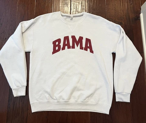 Vintage Bama Sweatshirt -Adult Large White-Fruit Of The Loom-Bama Spellout Cover